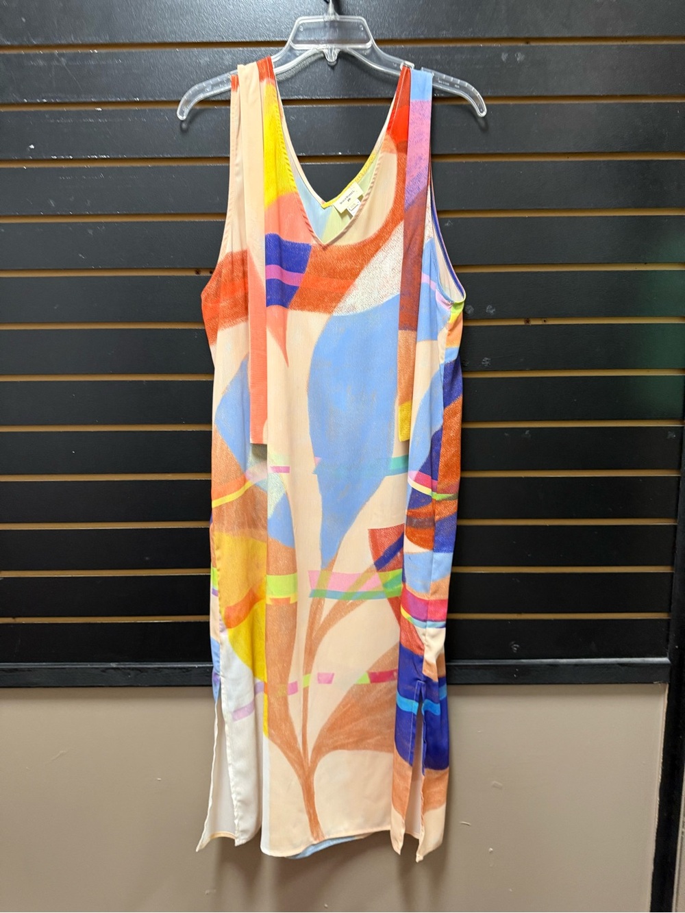 World Market Boho Botanical Multicolor Abstract Kaftan Swim Cover Up S/O